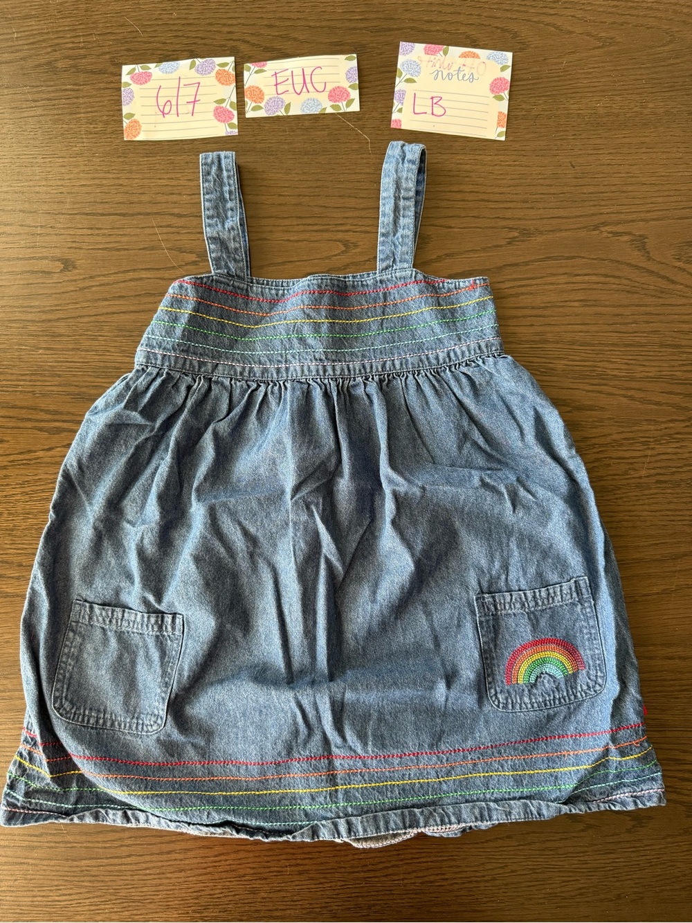 Little bird 6/7 Denim Rainbow Pocket Dress - Blue